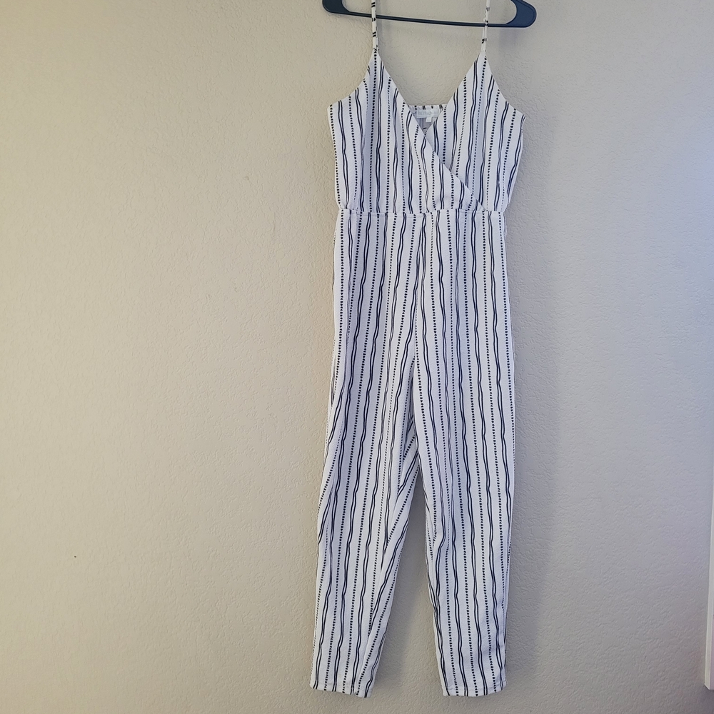 Striped White and Black Jumpsuit